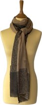 Kasjmier sjaal bruin - sjaal met licht zichtbaar Paisley patronen - 100% kasjmier