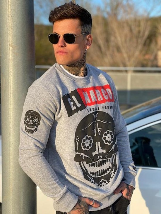 Pull pour homme Local Fanatic avec imprimé - El Narco - Grijs - Tailles: XL