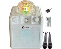 N-GEAR Disco Block 410 - Bluetooth Speaker - Karaoke Set - Party Box met 2 Microfoons - Wit