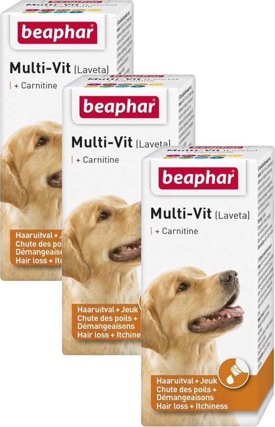 Foto: Beaphar lavita multi vit hond voedingssupplement huid vacht 3 x 20 ml