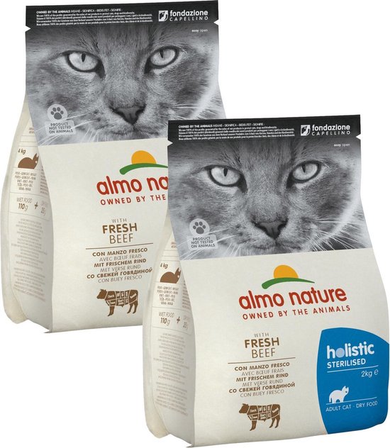 Almo Nature Cat Holistic Sterilised 2 Kg – Kattenvoer – 2 X Rundvlees&Rijst Sterilised