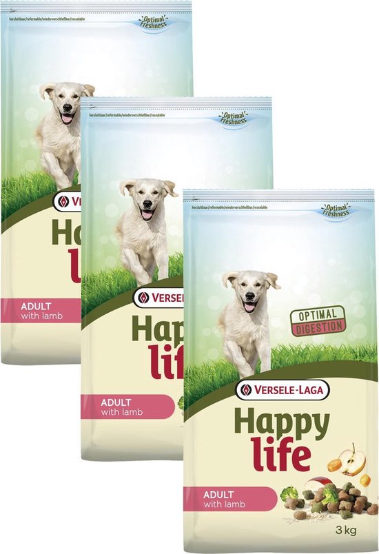 komedie Kauwgom Onderzoek het Happy Life Adult Lam - Hondenvoer - 3 x 3 kg | bol.com