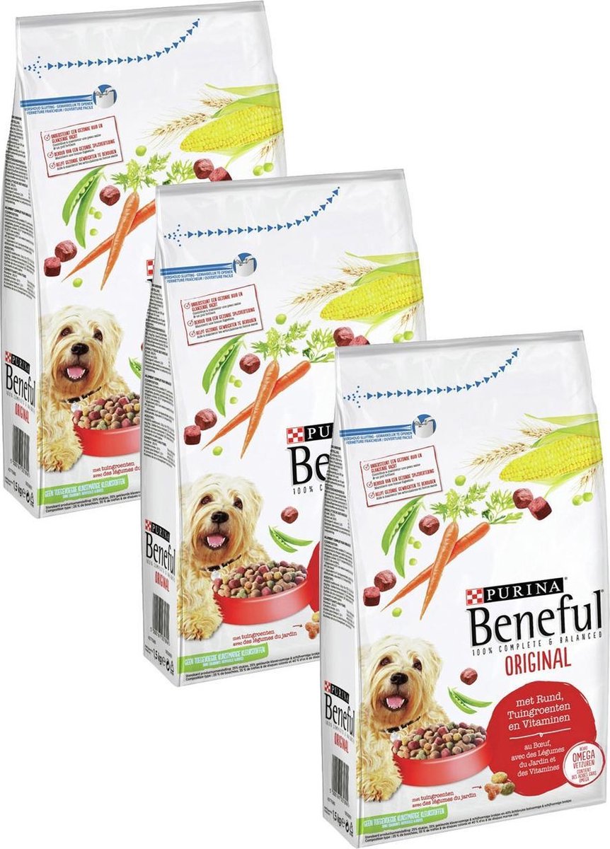 Beneful Beneful Original Groente&Rund - Hondenvoer - 3 x 1.5 kg