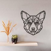 Geometrische Wanddecoratie - Corgi - Hout - Wall Art - Muurdecoratie - Zwart - 29 x 29 cm