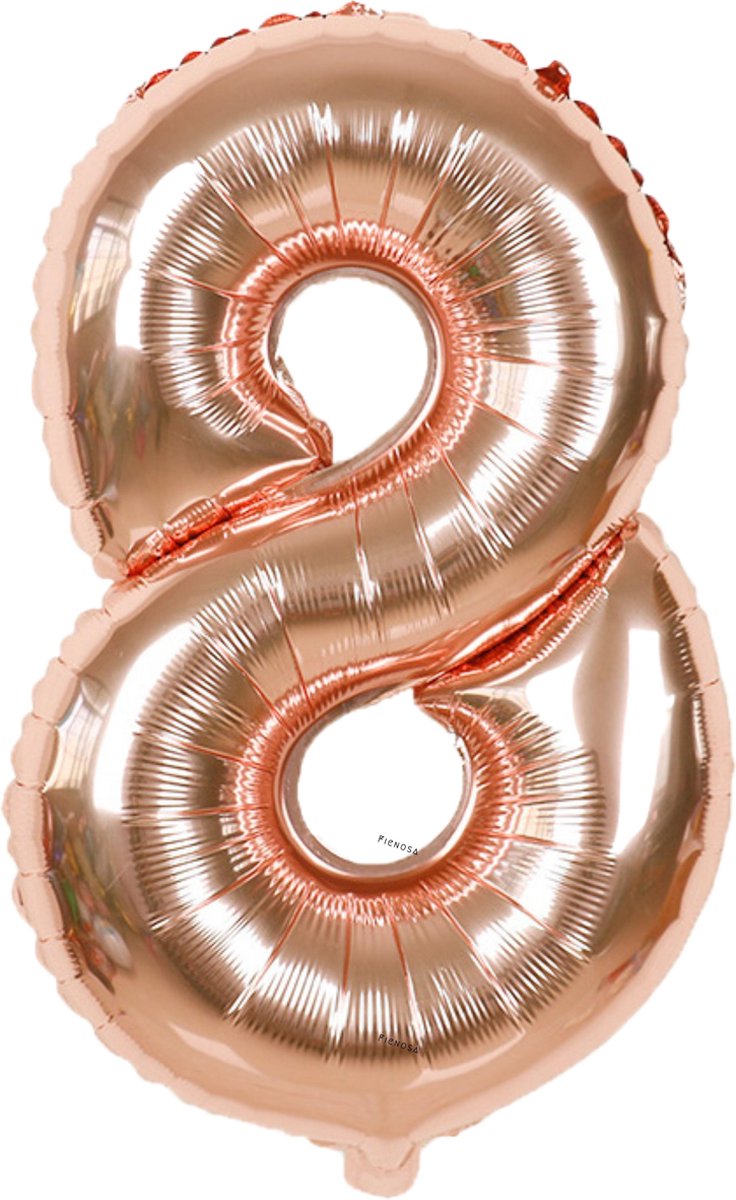 Fienosa Cijfer Ballonnen nummer 8 - Rose Kleur - 82 cm - Helium Ballon - Leeftijd verjaardag - Verjaardagsballon - Verjaardag