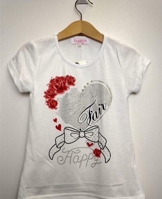 T-shirt Filles Happy blanc 98/104
