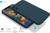 Coverzs Luxe Liquid Silicone case geschikt voor Apple iPhone - donkerblauw