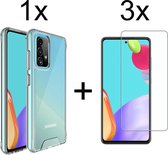 Samsung A52 Hoesje - Samsung Galaxy A52 4G/5G hoesje Hardcase siliconen case transparant hoesjes back cover hoes Extra Stevig - 3x Samsung A52 Screenprotector