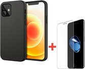 Tikawi Case Iphone 12 Mini (5.4) Zwart siliconen + gehard glas Tikawi [Soft Gel] [Hoge bescherming] [Anti-kras]