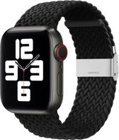 By Qubix Braided nylon bandje - Zwart - Geschikt voor Apple Watch 38mm - 40mm - 41mm - Compatible Apple watch bandje - smartwatch bandje nylon bandje