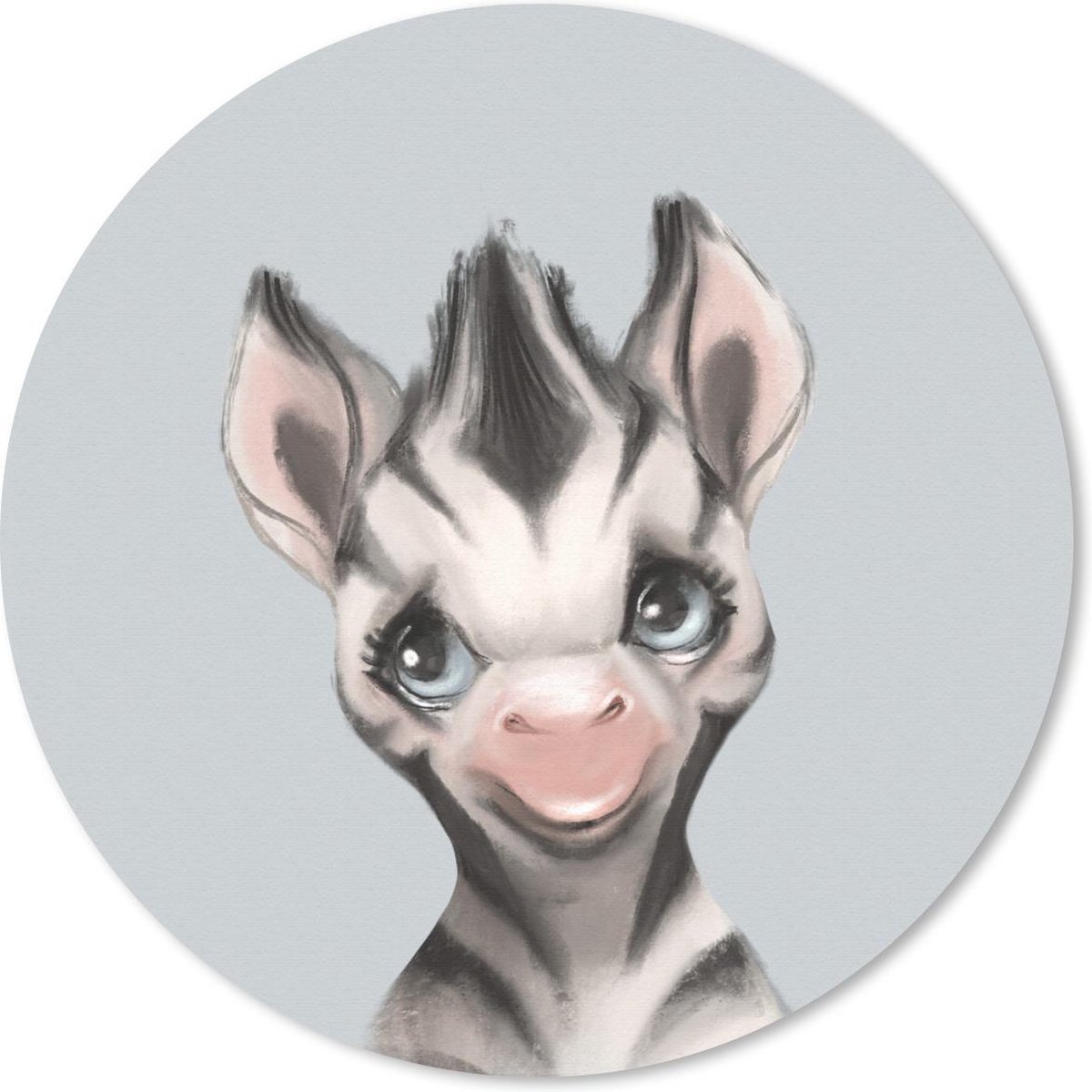 Muismat rond 20x20 cm - Mousepad Zebra - Jungle - Grijs - Ronde muismatten