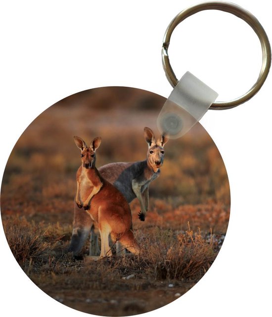 Sleutelhanger - Kangoeroe - Dieren - Natuur - Plastic - Rond - Uitdeelcadeautjes