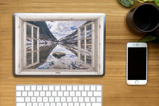 Autocollant pour ordinateur portable - 14 pouces - Vue à travers - Montagnes - Pierre - 32x5x23x5cm - Autocollants pour ordinateur portable - Peau d'ordinateur portable - Couverture