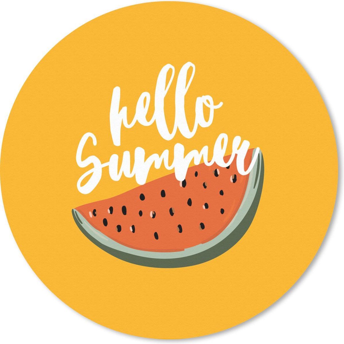 Muismat rond 30x30 cm - Mousepad Zomer - Watermeloen - Geel - Ronde muismatten