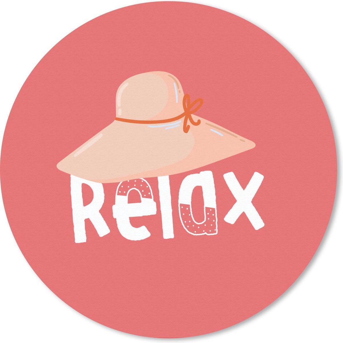 Muismat rond 50x50 cm - Mousepad Zomer - Roze - Hoed - Ronde muismatten