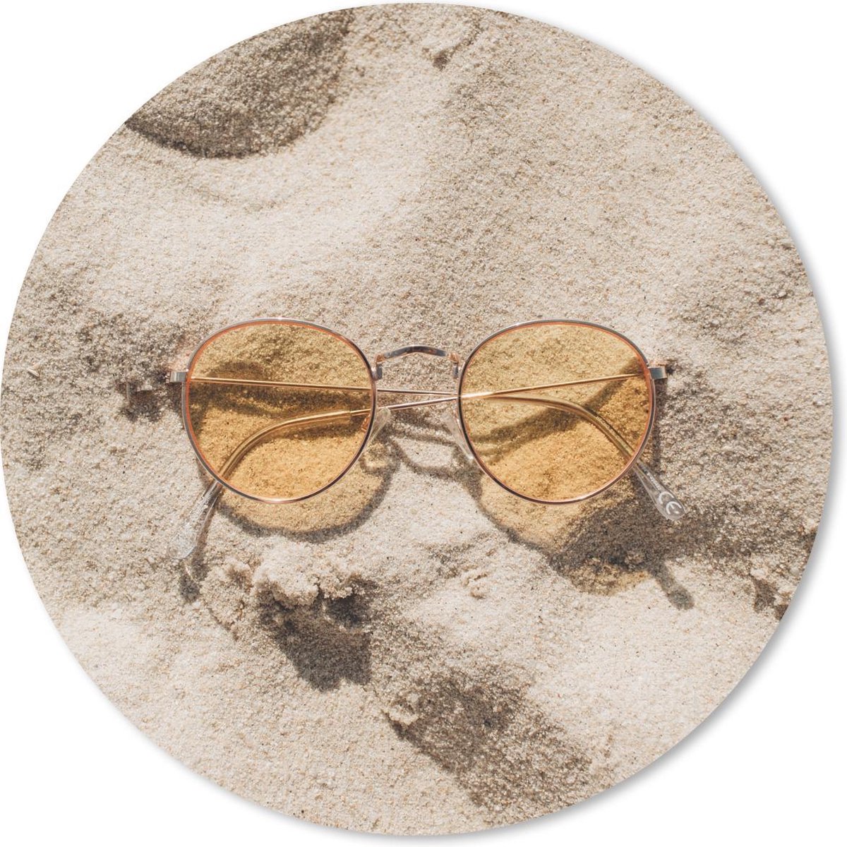 Muismat rond 20x20 cm - Mousepad Zand - Zonnebril - Zomer - Ronde muismatten