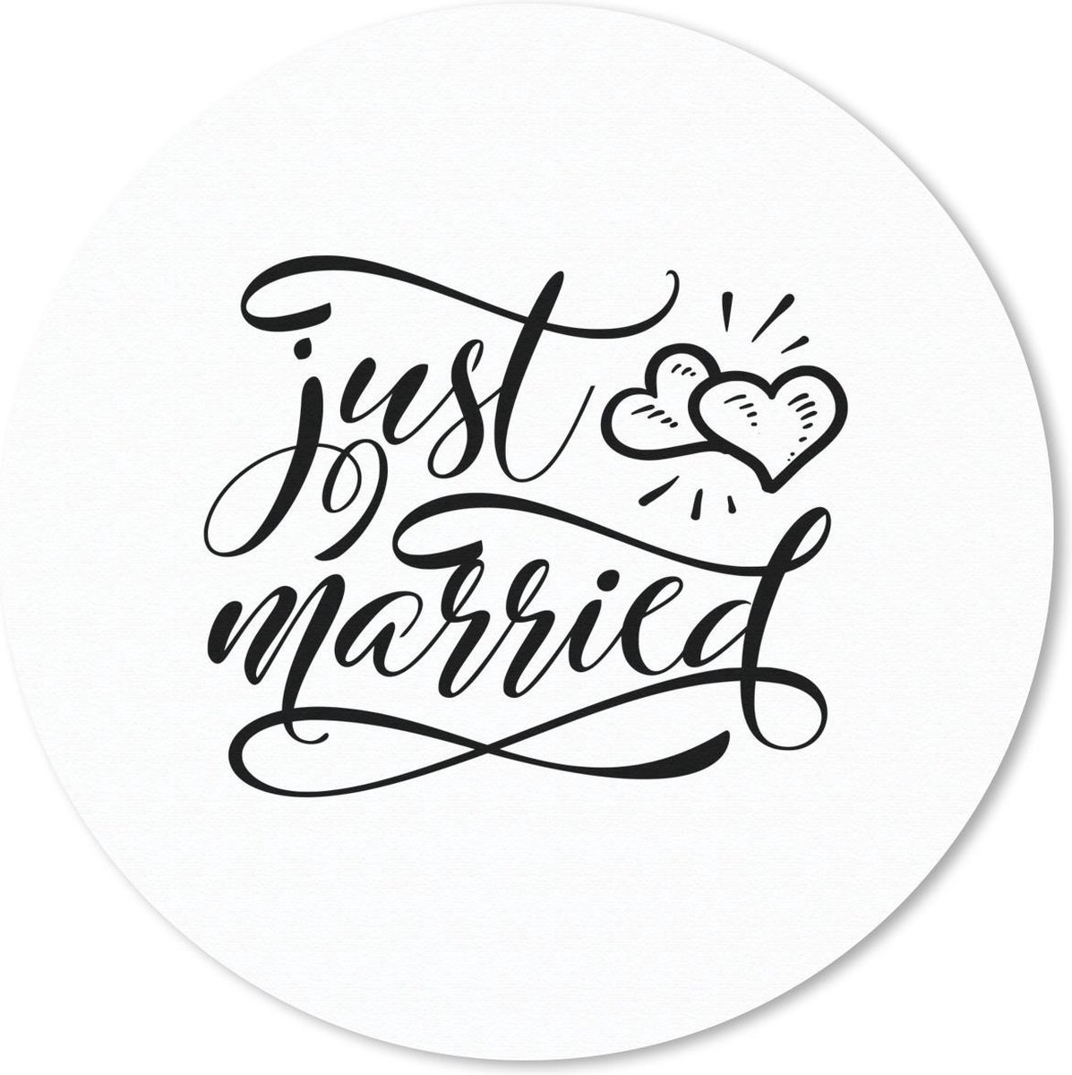 Muismat rond 30x30 cm - Mousepad Spreuken - Just married - Quotes - Trouwen - Ronde muismatten