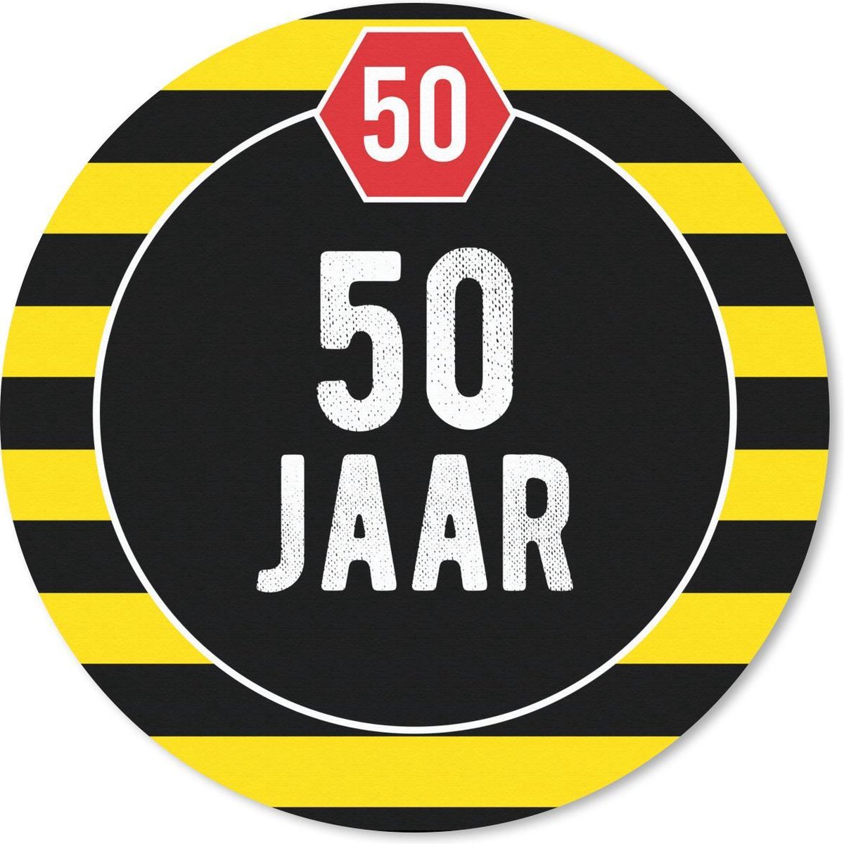 Muismat rond 50x50 cm - Mousepad Design - 50 Jaar - Geel - Ronde muismatten