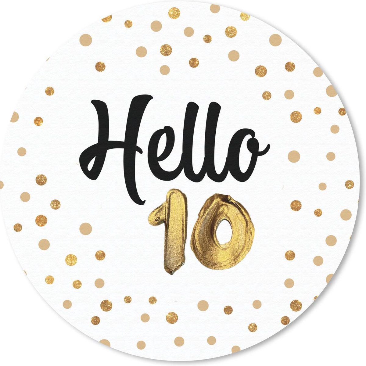 Muismat rond 40x40 cm - Mousepad Jubileum - Goud - Wit - Ronde muismatten