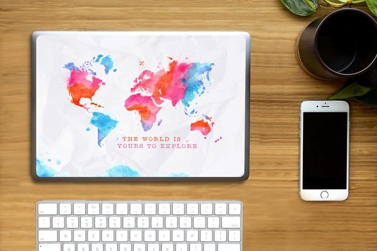 Laptop sticker - 13.3 inch - Wereldkaart - Spreuk - Motivatie - Reizen - 31x22,5cm - Laptopstickers - Laptop skin - Cover