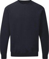 Body Slim Fit Sweater raglan mouwen ronde hals voor Heren –260 grams kwaliteit- 65% polyester 35% katoen, Inkt blauwe -Maat L