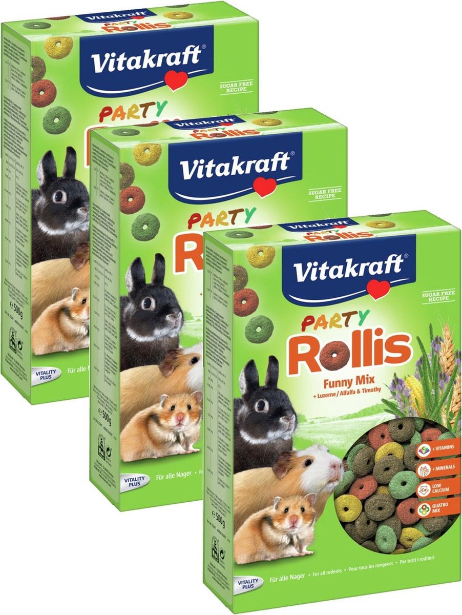 Vitakraft Rollis Party - Snack pour rongeurs - 3 x 500 g | bol.com