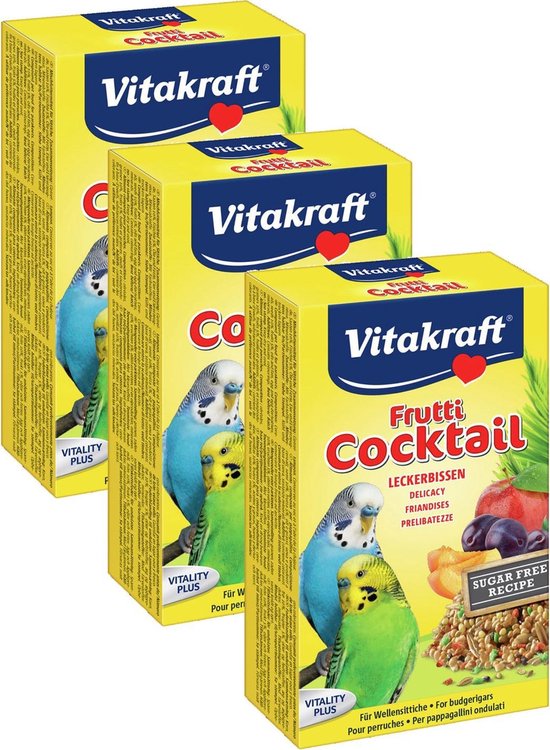 Vitakraft Parkiet Fruit-Cocktail - Vogelsnack - 3 x 200 g