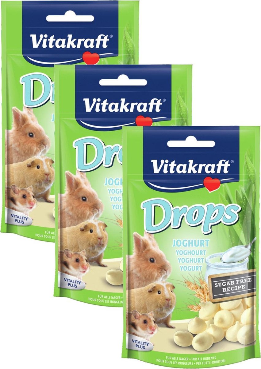 Vitakraft Knaagdier Drops - Konijnensnack - 3 x Yoghurt - Vitakraft