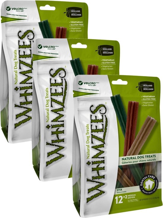 Whimzees Stix Daily Dental Treats, Snack Dental para Perros, Adultos, 12 a 18 kg, 7 un, bolsa de