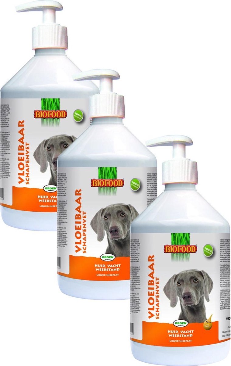 Biofood Vloeibaar Schapenvet Hond - Voedingssupplement - Met - 3 x 500 ml |