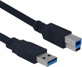 USB B Kabel 3.0 - Zwart - 1.8 meter - Allteq