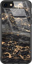 iPhone SE 2020 hoesje glass - Marmer grijs brons | Apple iPhone SE (2020) case | Hardcase backcover zwart