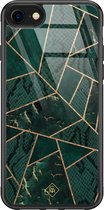 iPhone 8/7 hoesje glass - Abstract groen | Apple iPhone 8 case | Hardcase backcover zwart