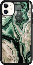 iPhone 11 hoesje glass - Groen marmer / Marble | Apple iPhone 11  case | Hardcase backcover zwart