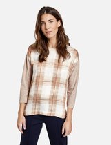 GERRY WEBER Dames Shirt met geruit voorpand Camel/ Caramel/ Hazelnut-44