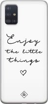 Samsung A71 hoesje siliconen - Enjoy life | Samsung Galaxy A71 case | wit | TPU backcover transparant