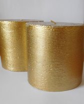 Gouden rustieke kaarsen maat 10 x 10 cm 2 stuks