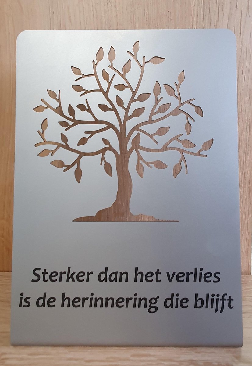 RVS "Boom-Sterker" Rouwdecoratie, grafornament, grafdecoratie, aandenken