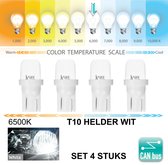 4x T10 Led Lamp (Set 4 stuks) W5W 12V 5W SMD Helder Wit 6500 Kelvin CANBus Kentekenverlichting | Kenteken | Autolampen | Autolamp | Leeslicht | Achterlicht | Links | Rechts