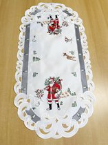 Nappe - Noël - Wit avec bordure grise et Père Noël - Chemin de table 70 cm