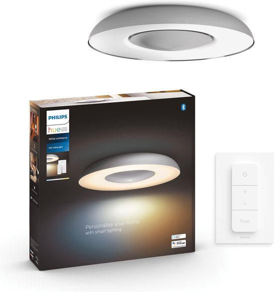 Philips Hue Still plafondlamp - warm tot koelwit licht - aluminium - Bluetooth - incl. 1 dimmer switch