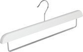 De Kledinghanger Gigant - 5 x Broekhanger lotushout wit gelakt met anti-slip broeklat, 40 cm