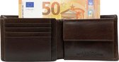 Portemonnee Heren - Portefeuille Heren - Arrigo Portemonnee - Billfold model Donkerbruin Rundleer