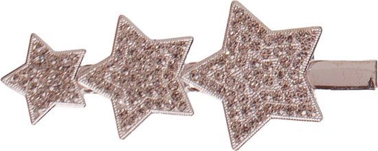 Haarclip met 3 zilverkleurige sterren met strass - 6cm