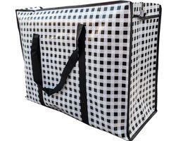 Big Shopper met rits - 60 x 45 cm - Ruitje - Zwart