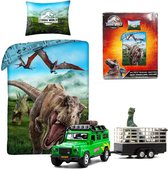 Dekbedovertrek Dino - Jurassic World - Dekbed Kinderen - 1persoons - 140x200 cm - incl. Speelgoed Dino Transport