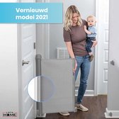 LotaHome®- Oprolbaar Traphekje - Veiligheidshekje - Babyhekje - Hondenhek - Kinderhekje - Deurhekje - Veiligheidshekje voor baby, kind en huisdier - Grijs