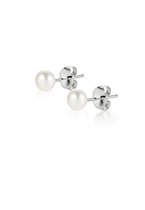 PROUD PEARLS® zilveren pareloorbellen knopjes wit small