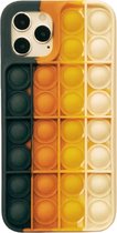 Iphorion - Pop It - Fidget - Pop It GSM hoesje voor de IPhone 12 PRO MAX groen/oranje/geel/crème