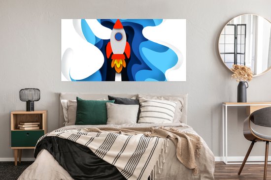 Poster Illustratie - Kinderen - Raket - 160x80 cm